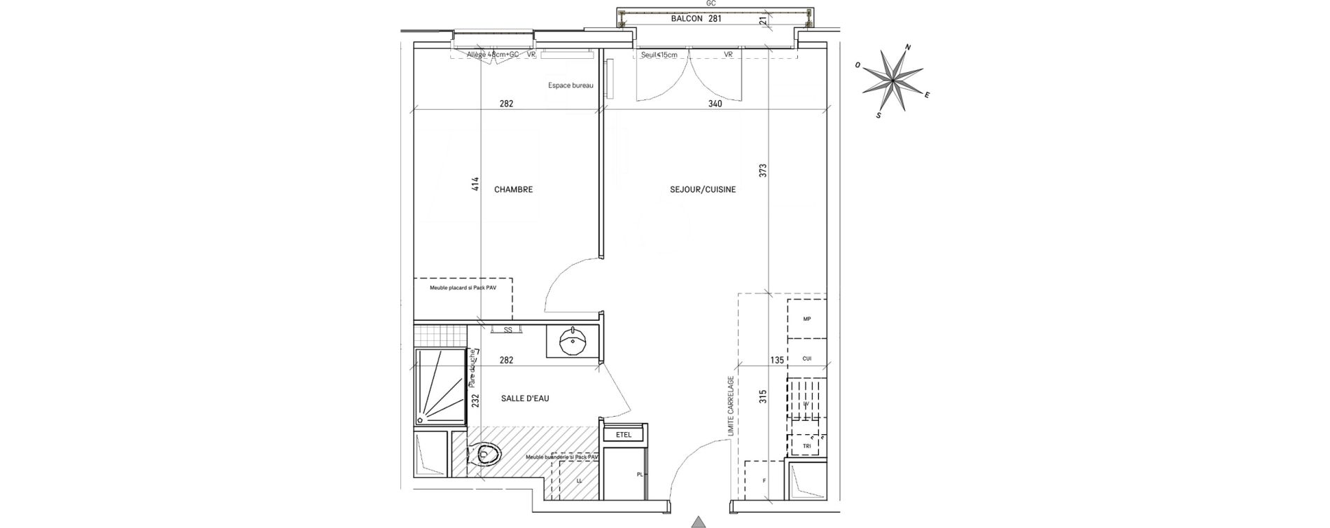 Appartement T2 de 40,78 m2 au Perreux-Sur-Marne Les joncs marins - croix d eau