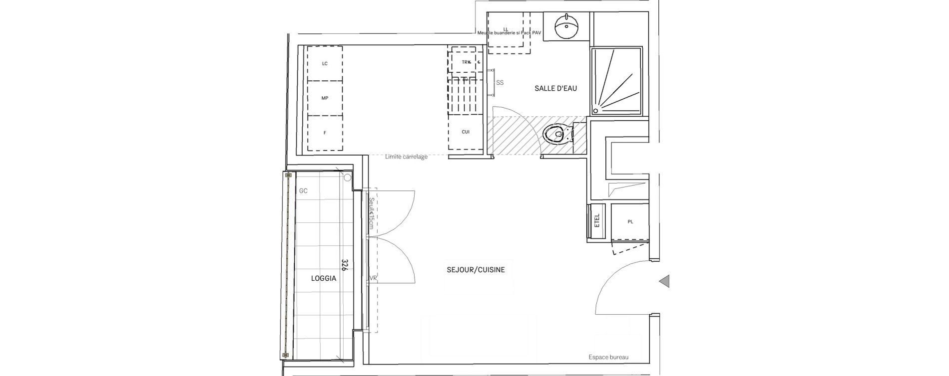 Appartement T1 de 28,16 m2 au Perreux-Sur-Marne Les joncs marins - croix d eau