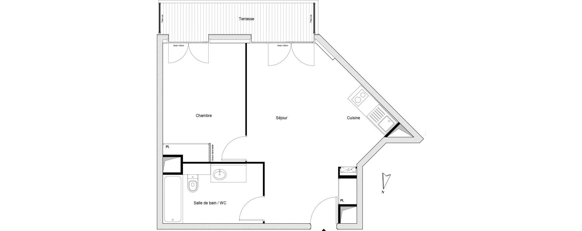 Appartement T2 de 42,43 m2 au Perreux-Sur-Marne Centre