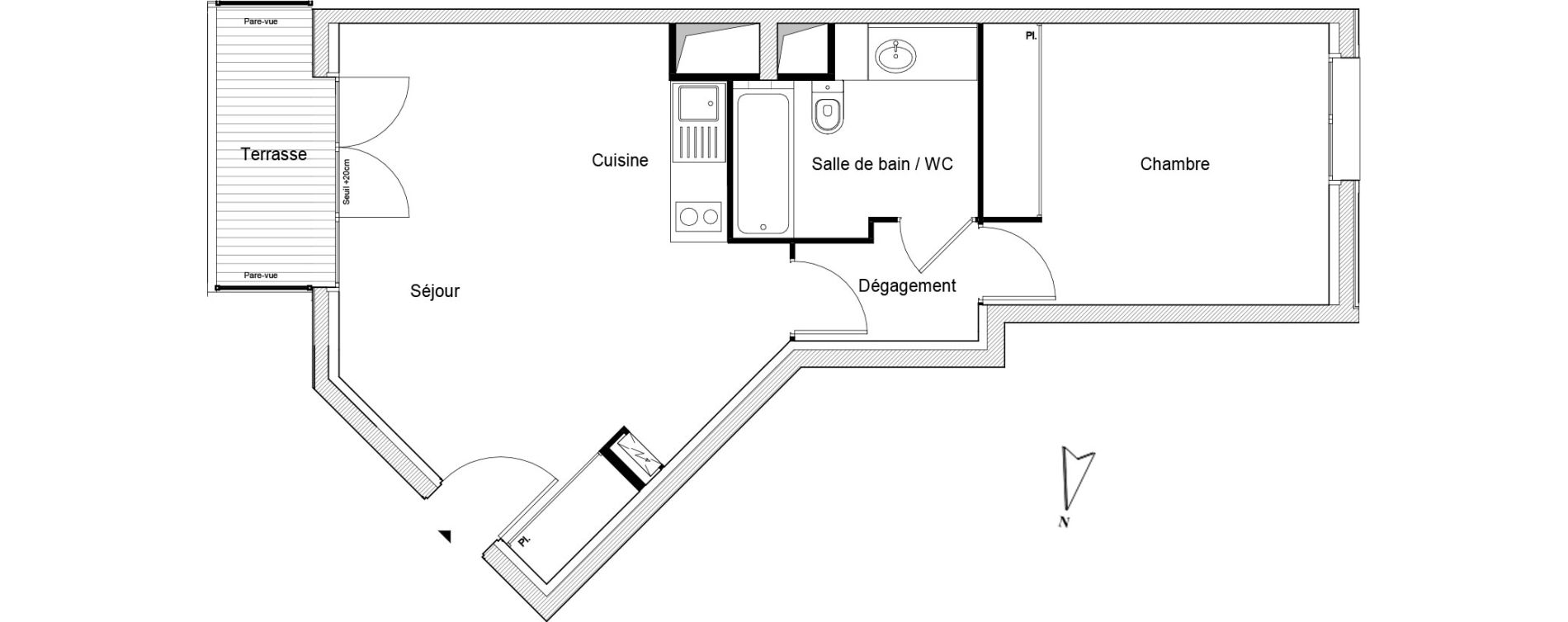 Appartement T2 de 45,46 m2 au Perreux-Sur-Marne Centre