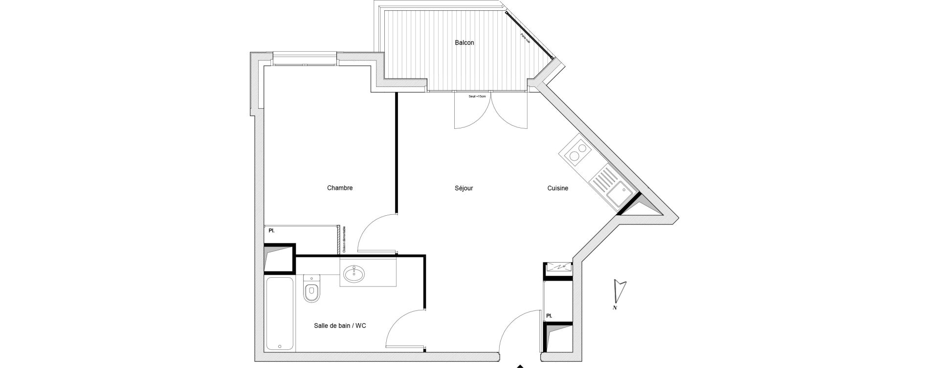 Appartement T2 de 41,26 m2 au Perreux-Sur-Marne Centre