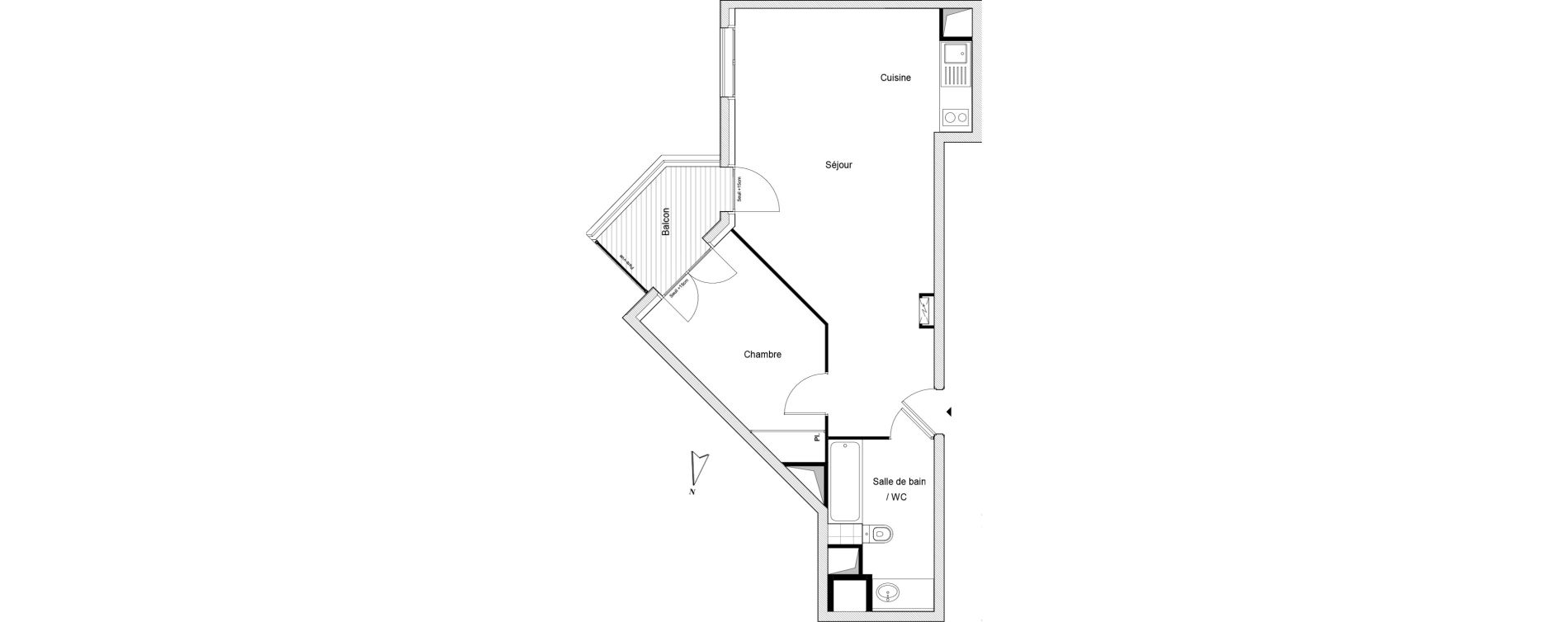 Appartement T2 de 46,64 m2 au Perreux-Sur-Marne Centre