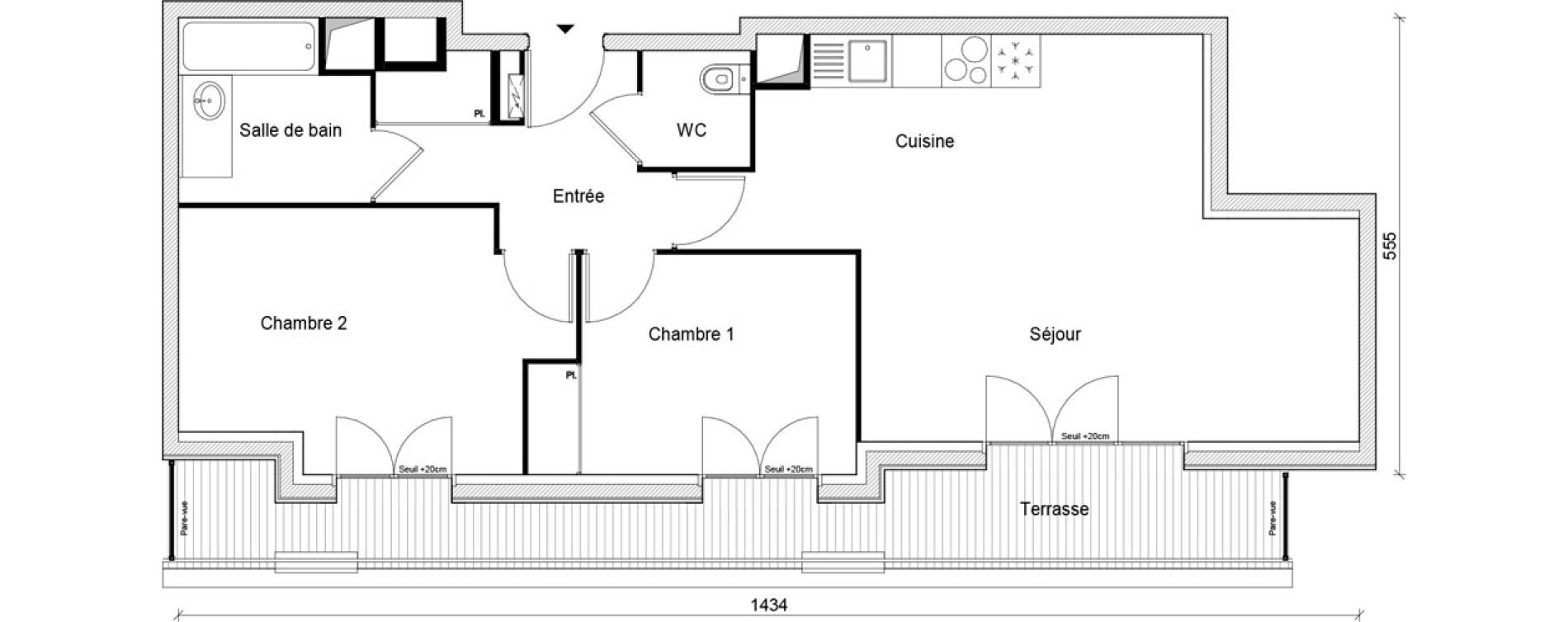 Appartement T3 de 66,22 m2 au Perreux-Sur-Marne Centre