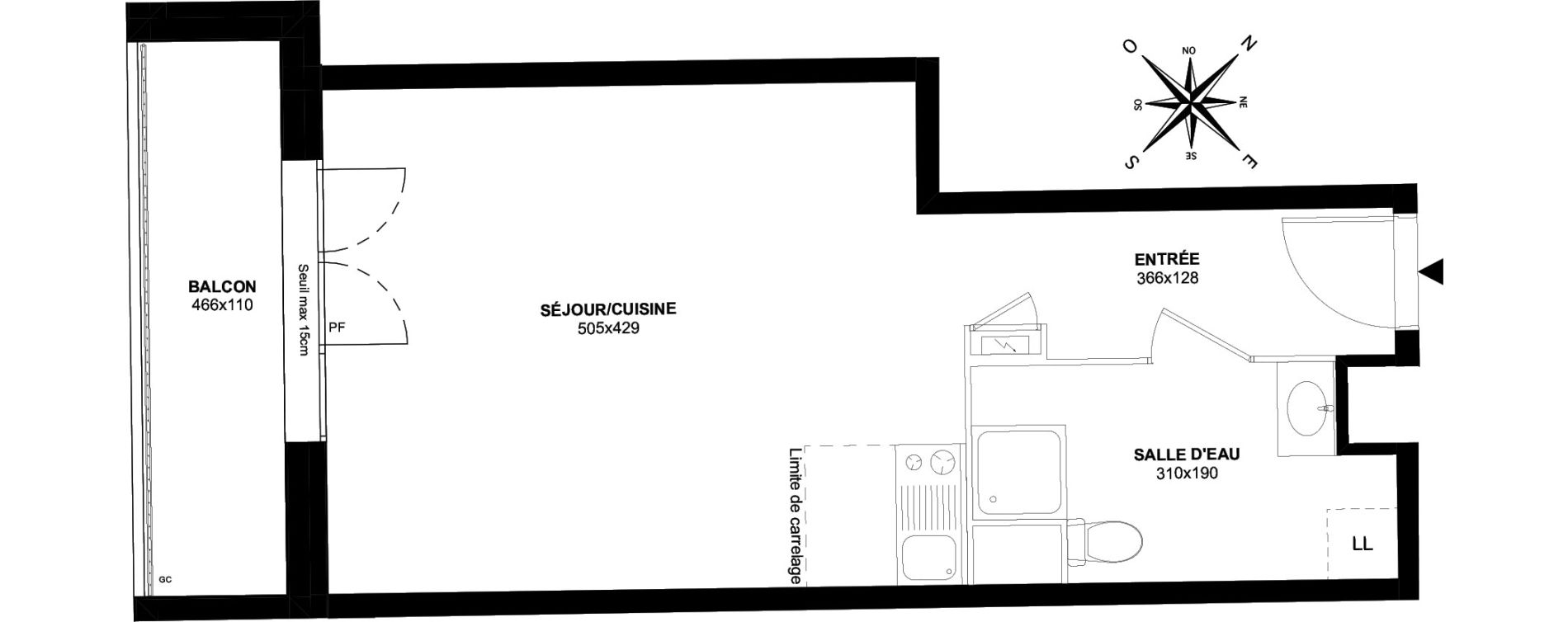 Appartement T1 de 33,22 m2 au Perreux-Sur-Marne Le thillard