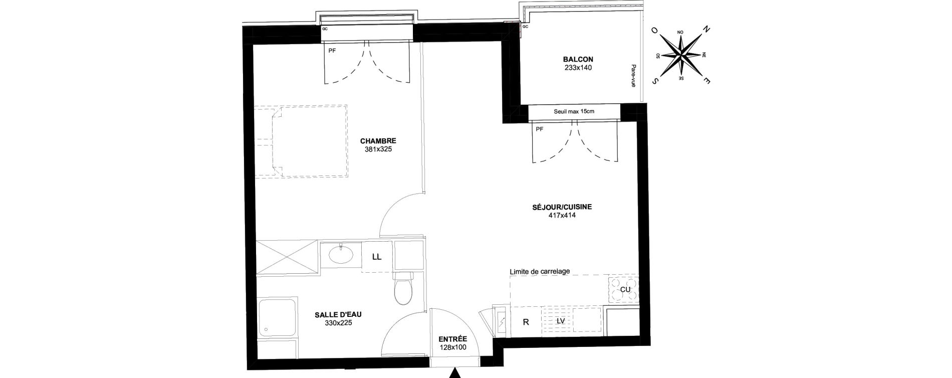 Appartement T2 de 38,55 m2 au Perreux-Sur-Marne Le thillard