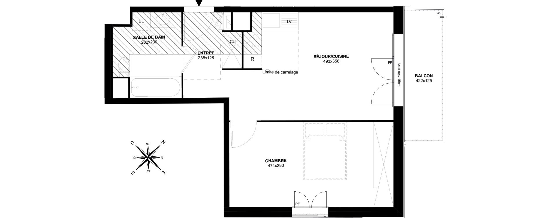 Appartement T2 de 43,42 m2 au Perreux-Sur-Marne Le thillard