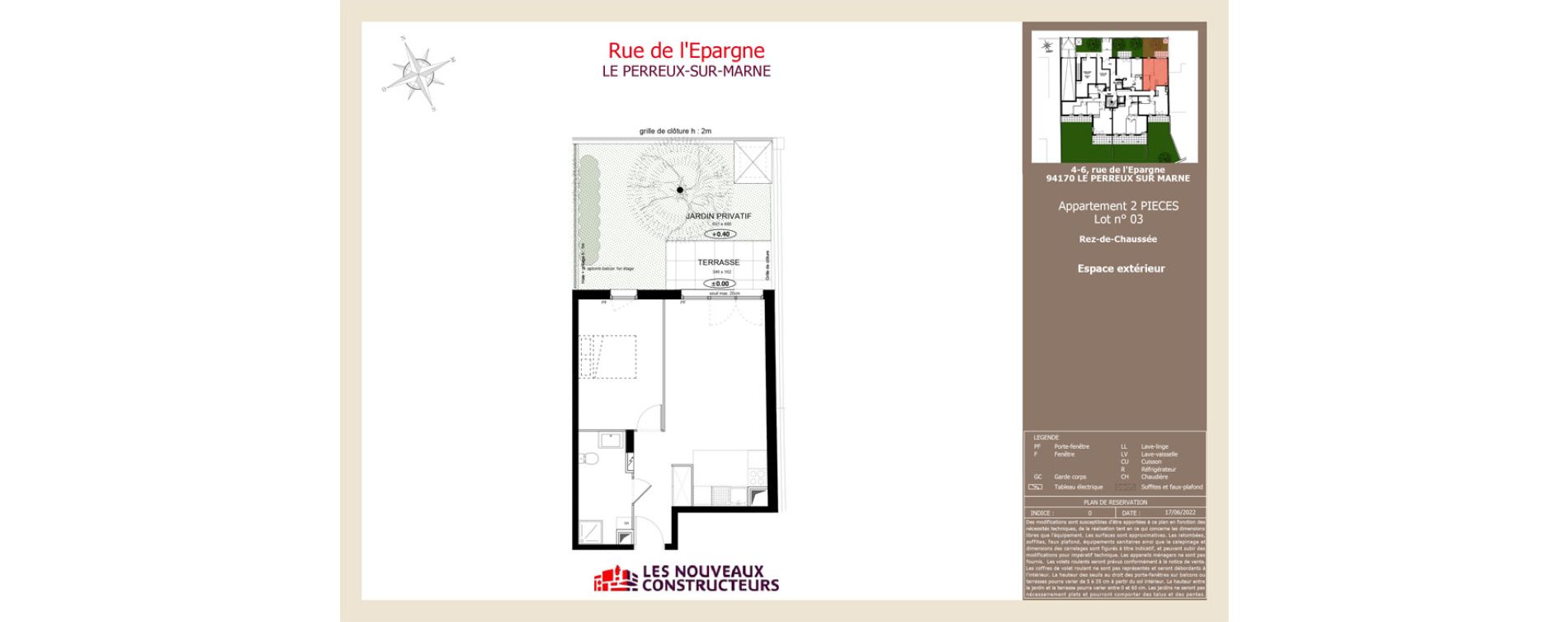 Appartement T2 de 44,41 m2 au Perreux-Sur-Marne Les siams