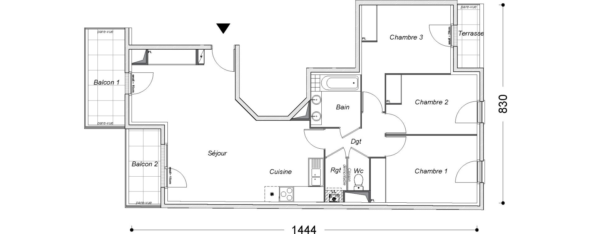 Appartement T4 de 79,40 m2 au Perreux-Sur-Marne Centre