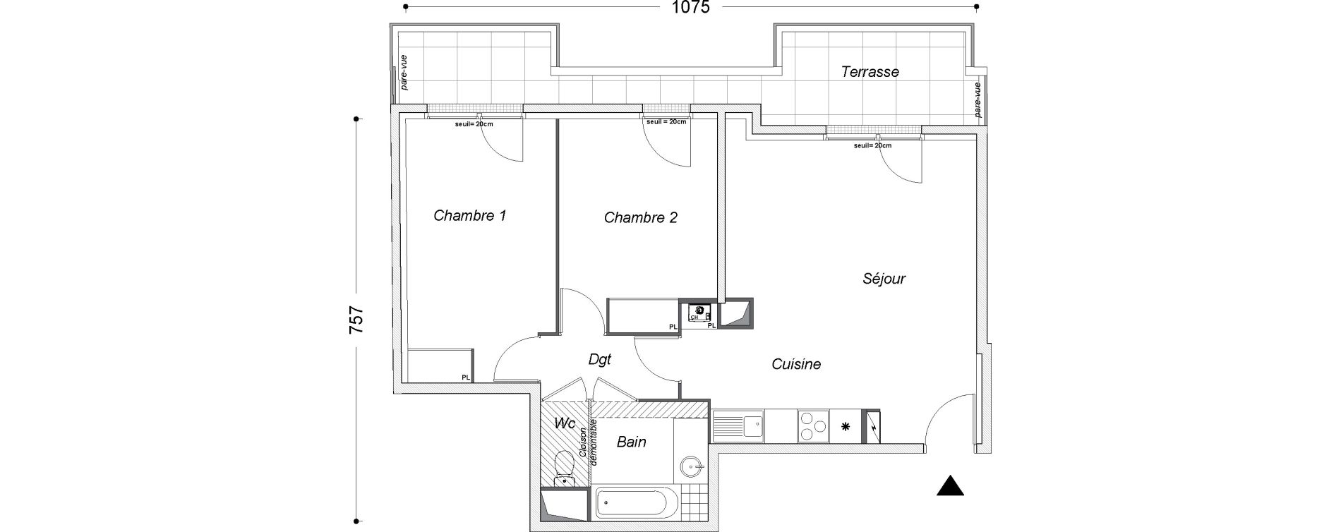Appartement T3 de 63,10 m2 au Perreux-Sur-Marne Centre
