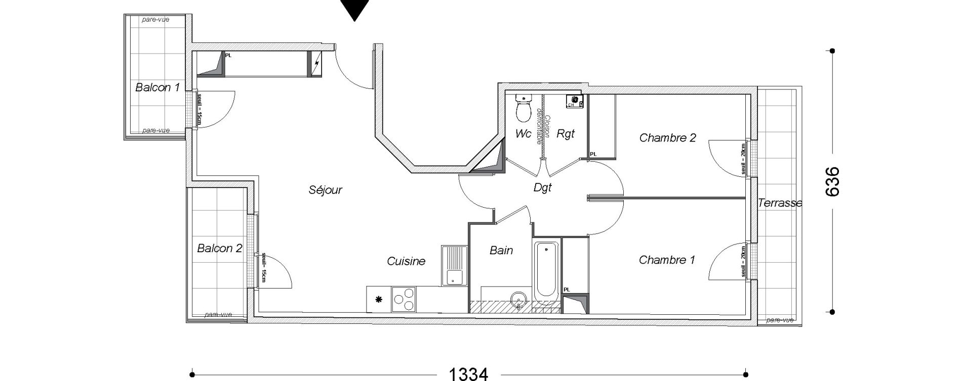 Appartement T3 de 63,05 m2 au Perreux-Sur-Marne Centre