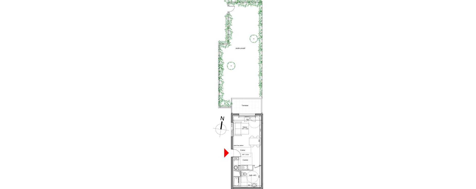 Appartement T1 de 30,45 m2 au Perreux-Sur-Marne Les joncs marins - fosse moreau