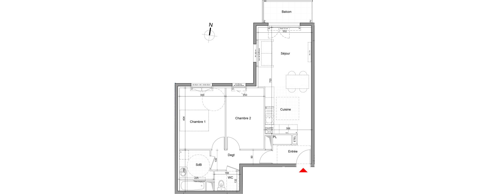 Appartement T3 de 62,05 m2 au Perreux-Sur-Marne Les joncs marins - fosse moreau