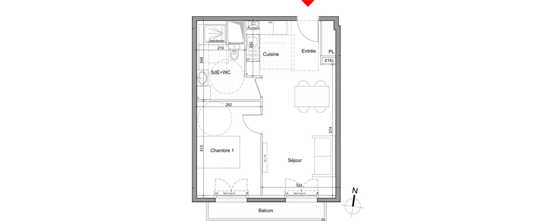 Appartement T2 de 45,05 m2 au Perreux-Sur-Marne Les joncs marins - fosse moreau