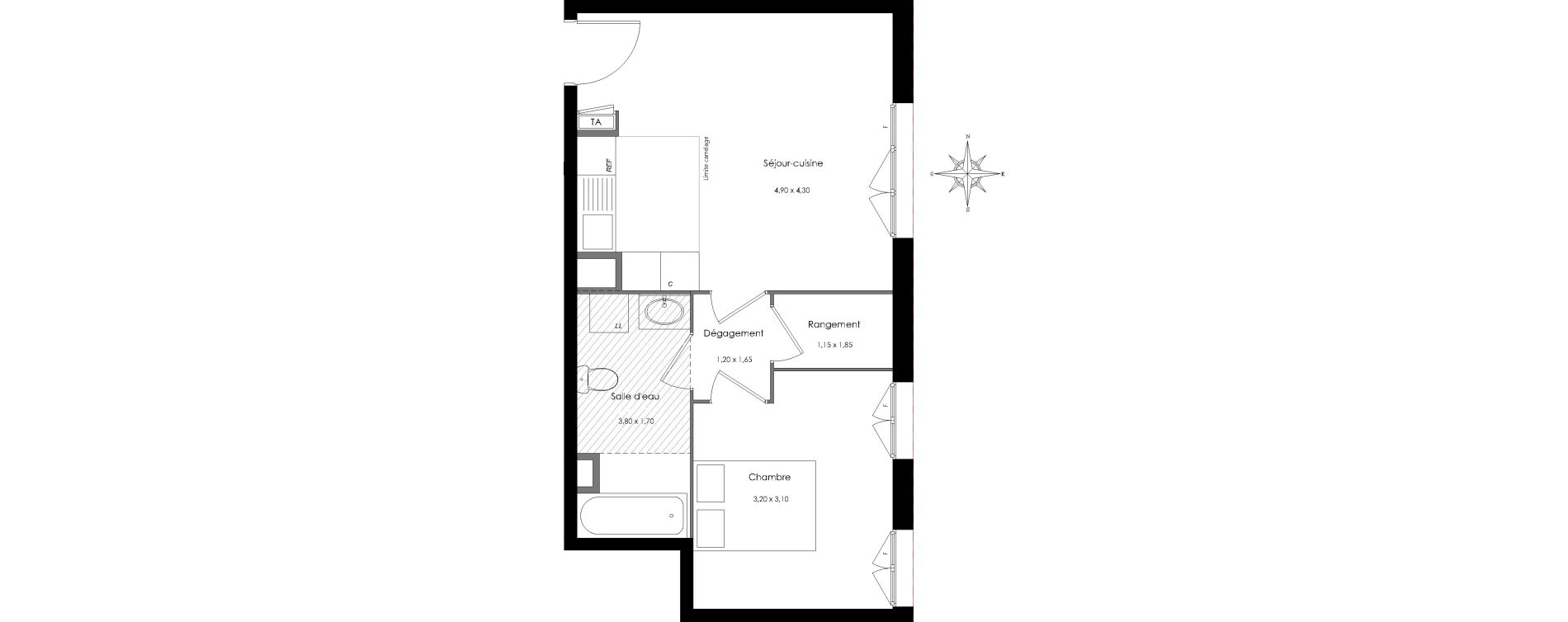Appartement T2 de 41,96 m2 au Perreux-Sur-Marne Centre