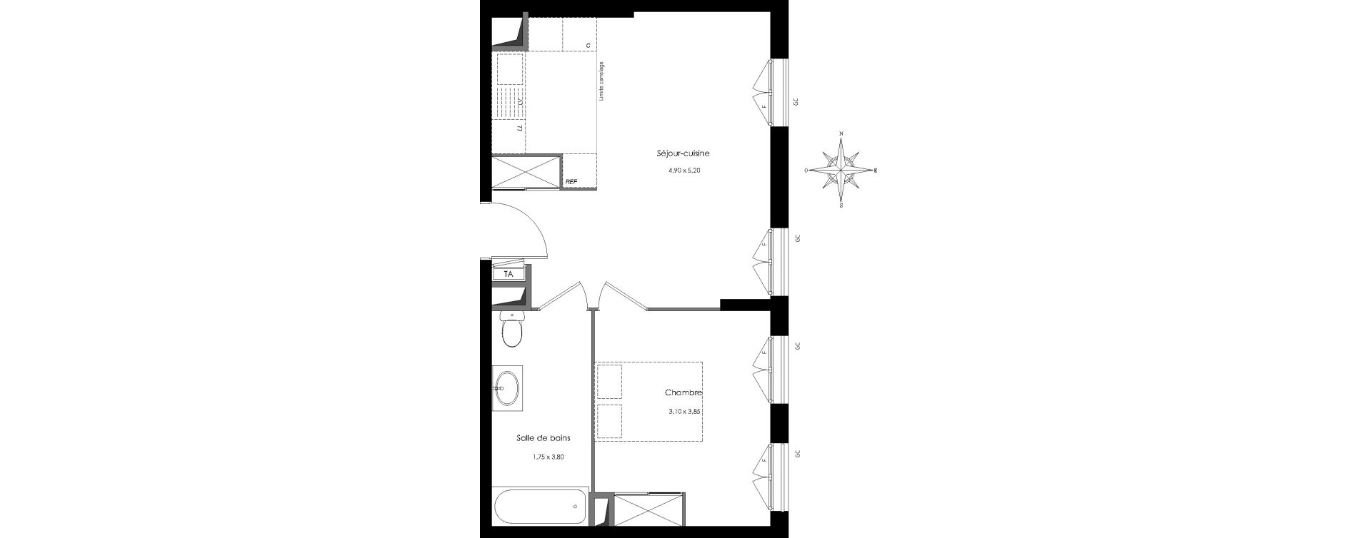 Appartement T2 de 42,39 m2 au Perreux-Sur-Marne Centre