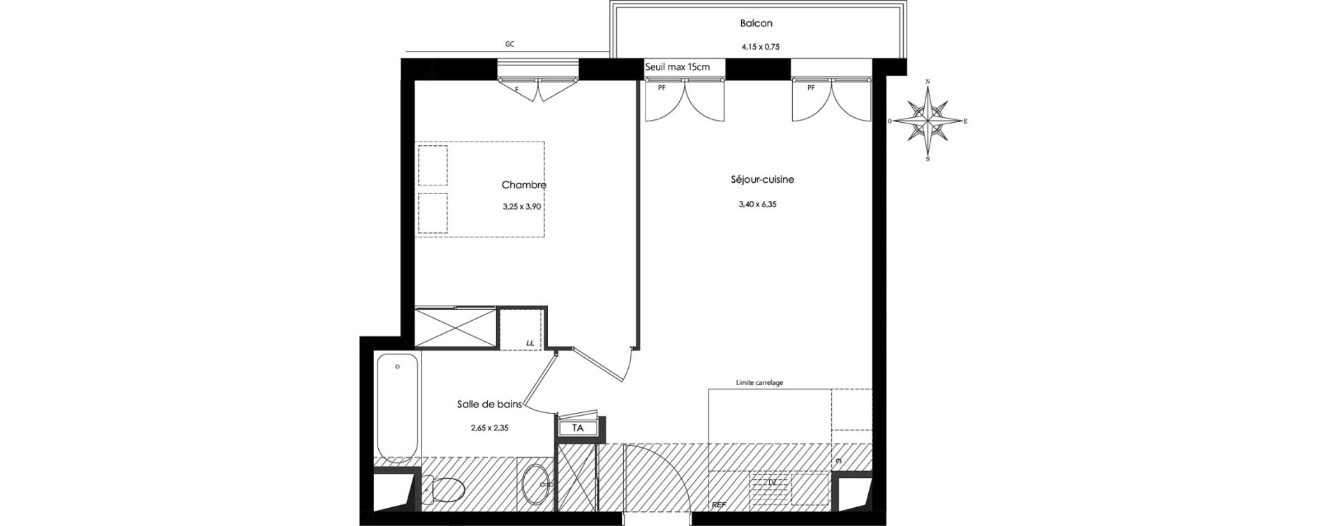 Appartement T2 de 42,23 m2 au Perreux-Sur-Marne Centre