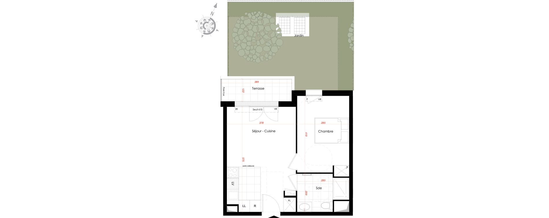 Appartement T2 de 38,46 m2 au Perreux-Sur-Marne Le thillard