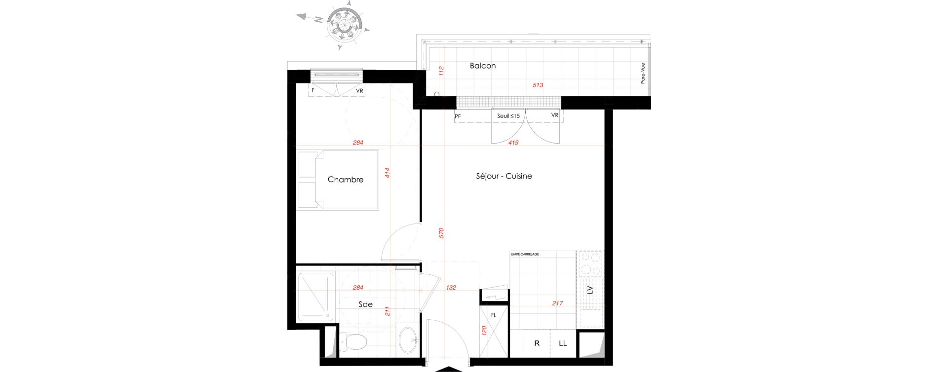 Appartement T2 de 40,01 m2 au Perreux-Sur-Marne Le thillard