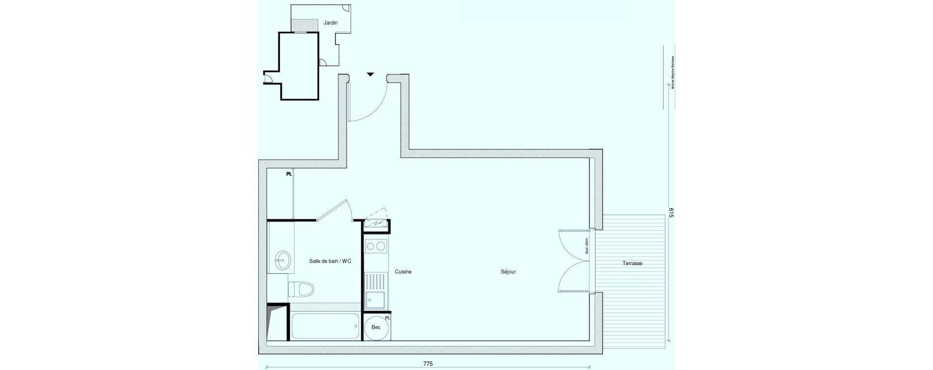 Appartement T1 bis de 34,95 m2 au Plessis-Tr&eacute;vise Centre