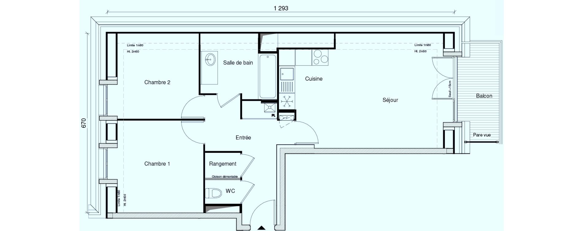 Appartement T3 de 61,47 m2 au Plessis-Tr&eacute;vise Centre