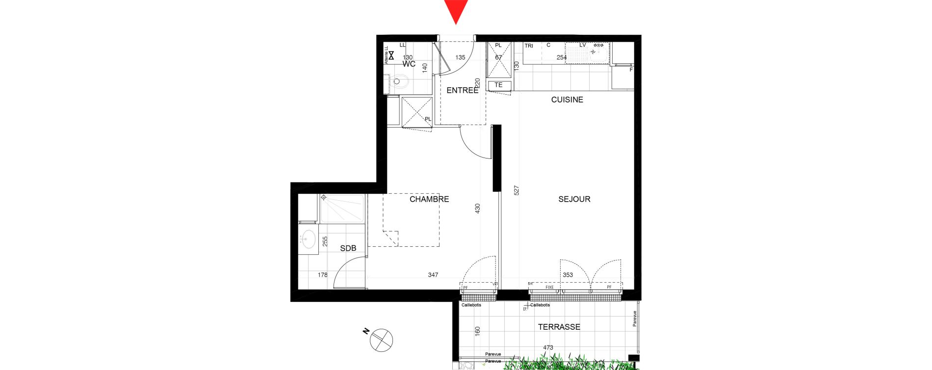 Appartement T2 de 46,53 m2 au Plessis-Tr&eacute;vise Le centre