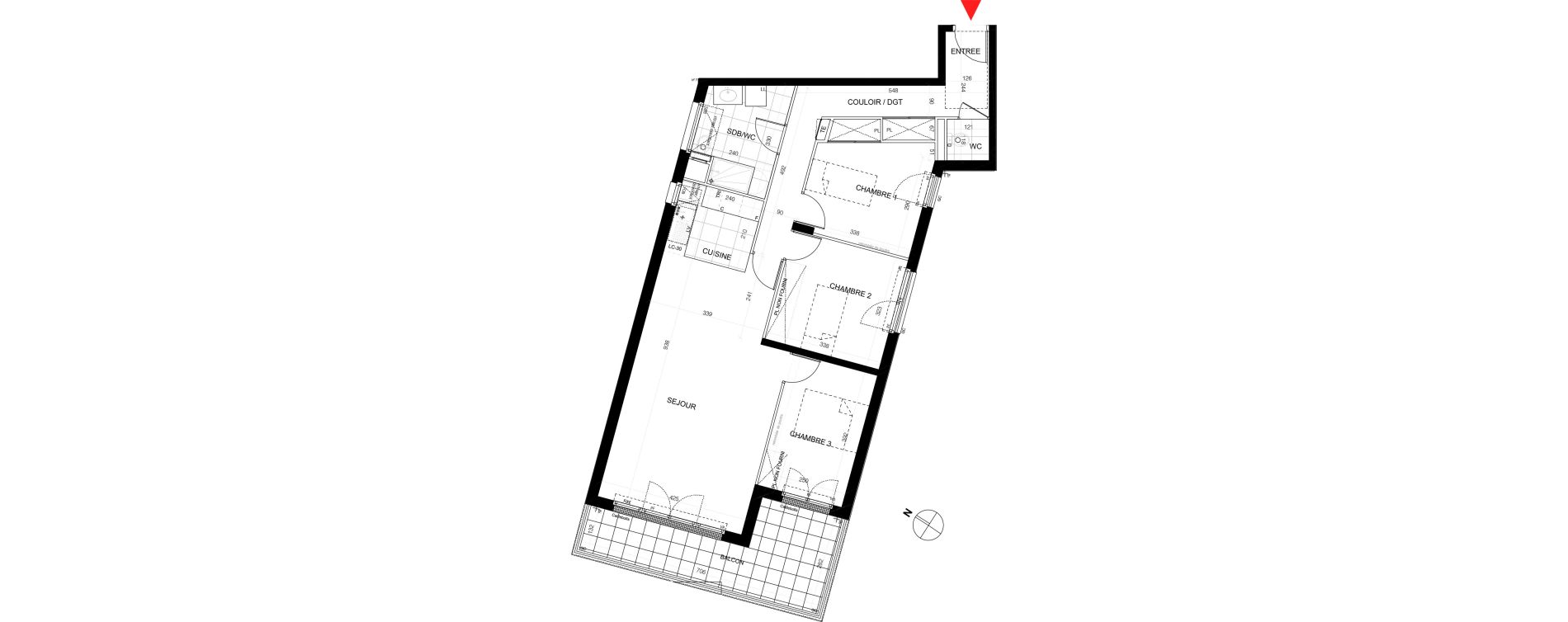 Appartement T4 de 86,46 m2 au Plessis-Tr&eacute;vise Le centre