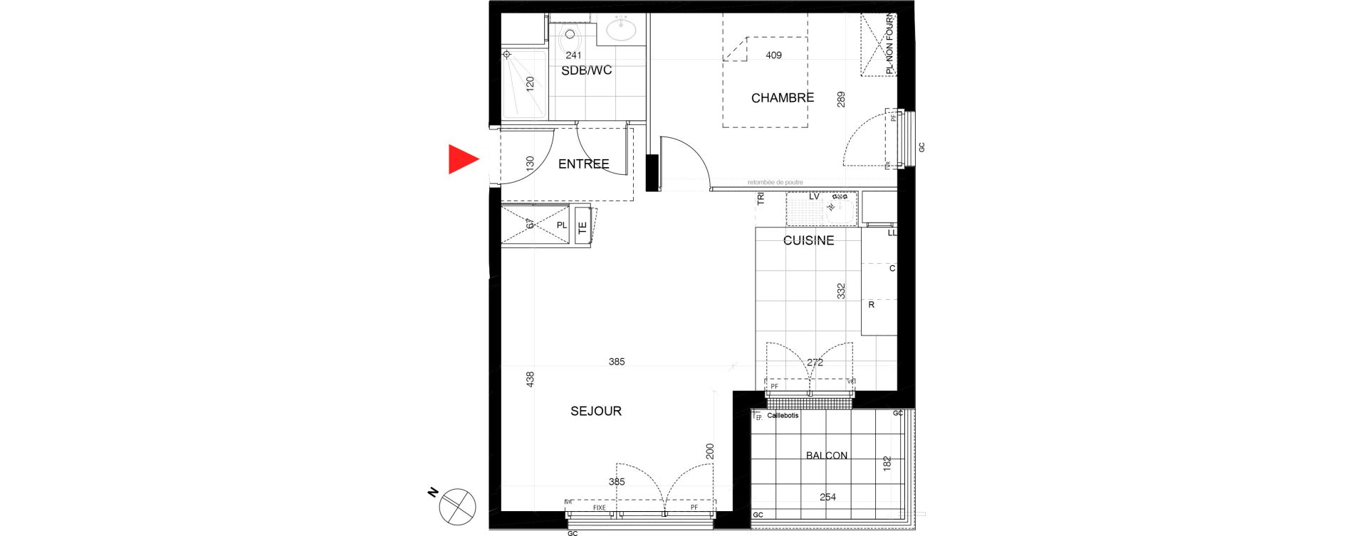 Appartement T2 de 47,02 m2 au Plessis-Tr&eacute;vise Le centre