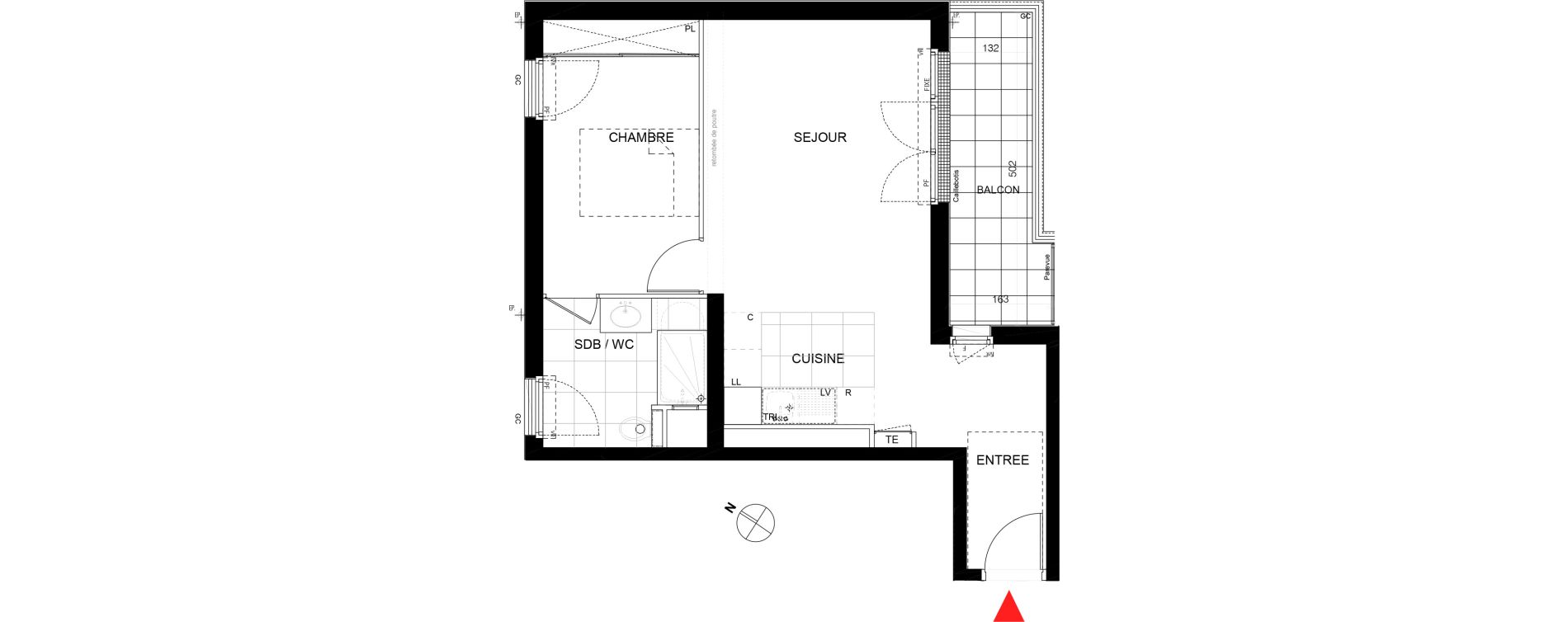 Appartement T2 de 45,42 m2 au Plessis-Tr&eacute;vise Le centre
