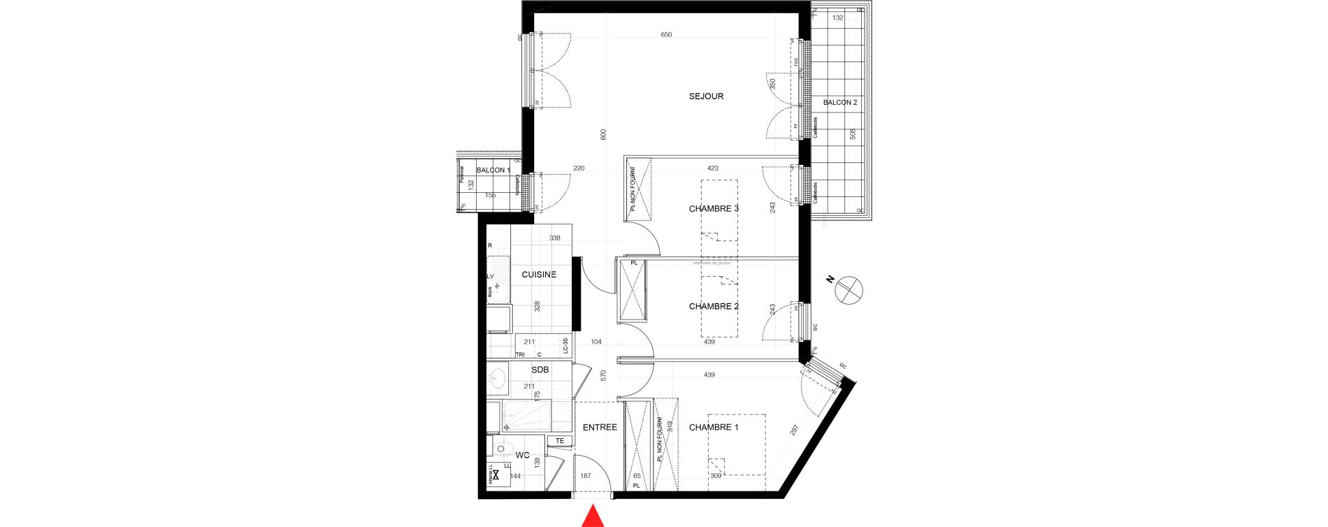 Appartement T4 de 81,76 m2 au Plessis-Tr&eacute;vise Le centre