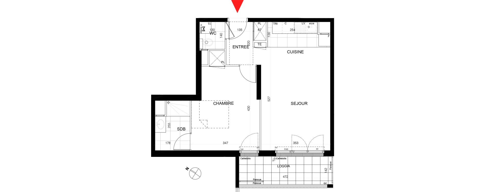 Appartement T2 de 46,53 m2 au Plessis-Tr&eacute;vise Le centre