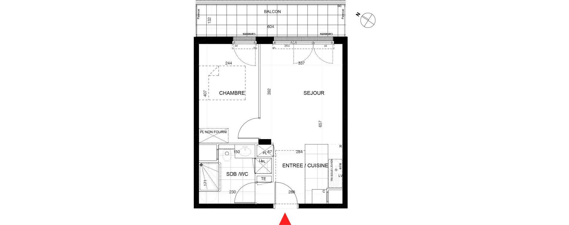 Appartement T2 de 36,17 m2 au Plessis-Tr&eacute;vise Le centre