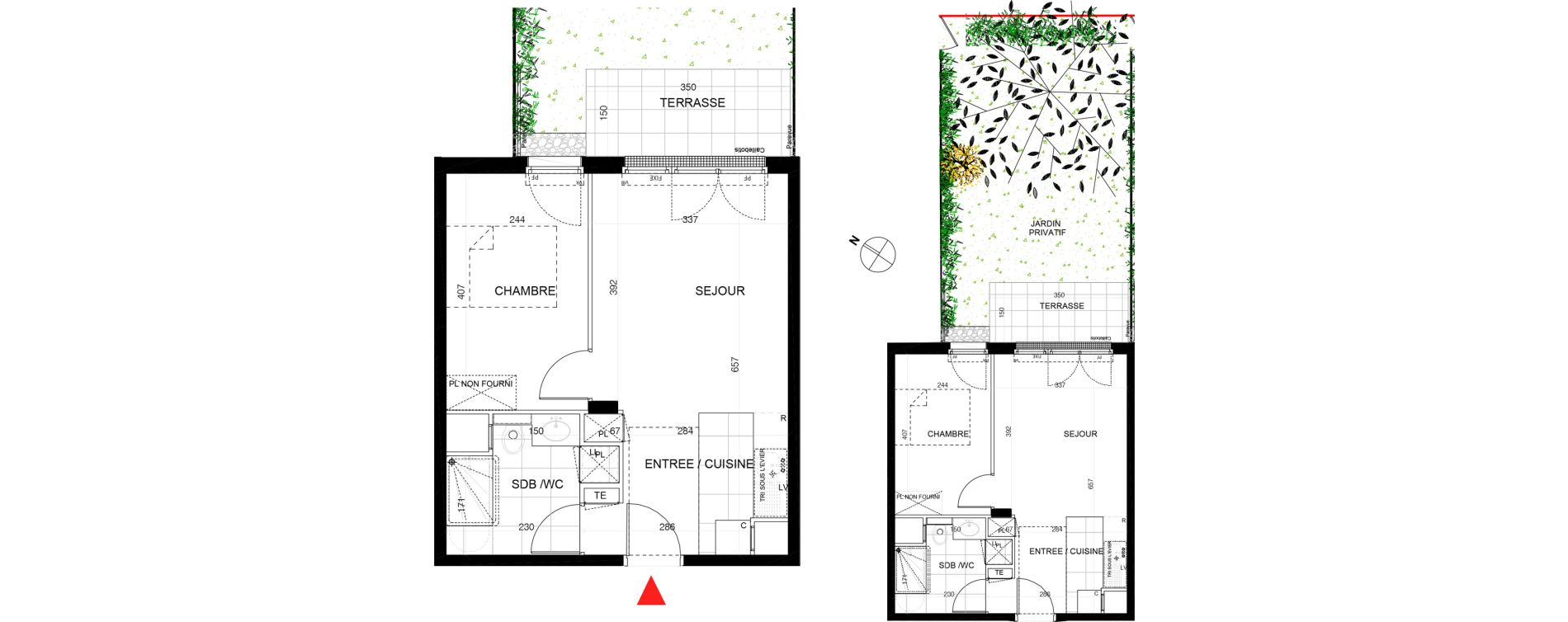 Appartement T2 de 36,17 m2 au Plessis-Tr&eacute;vise Le centre