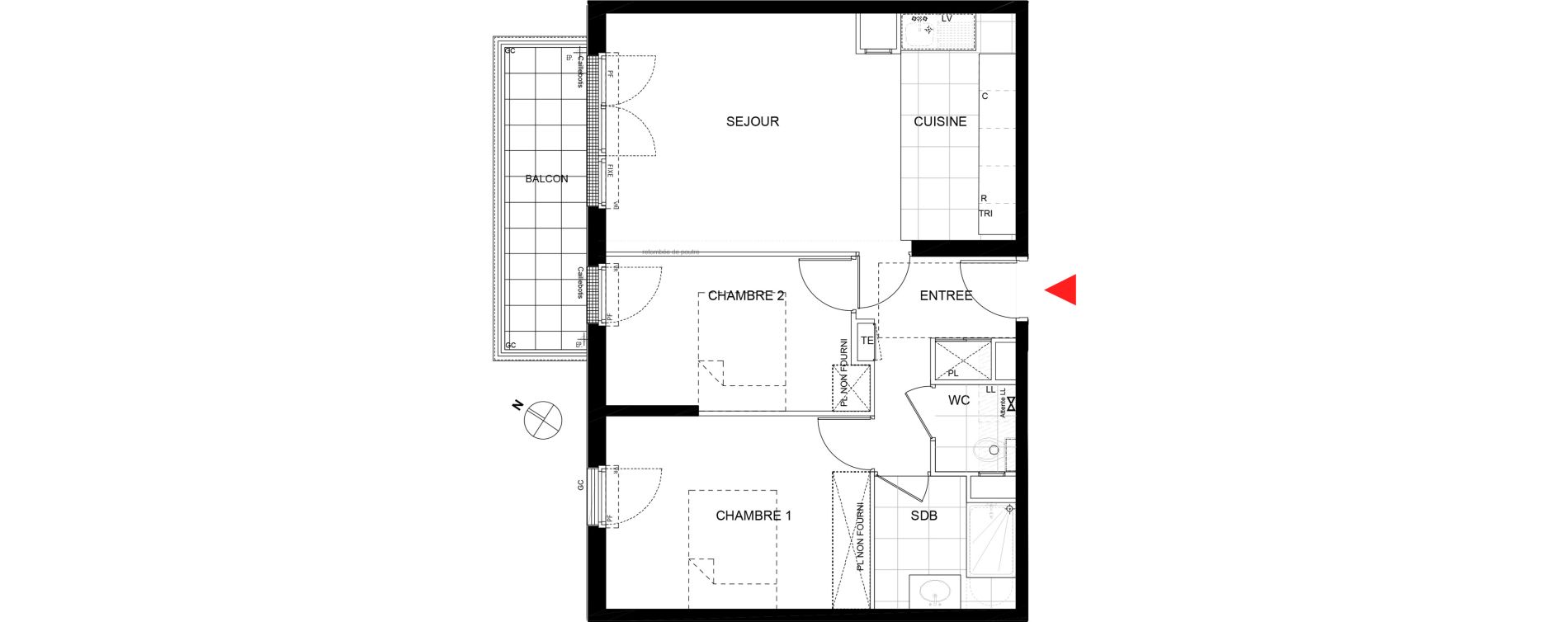 Appartement T3 de 59,46 m2 au Plessis-Tr&eacute;vise Le centre