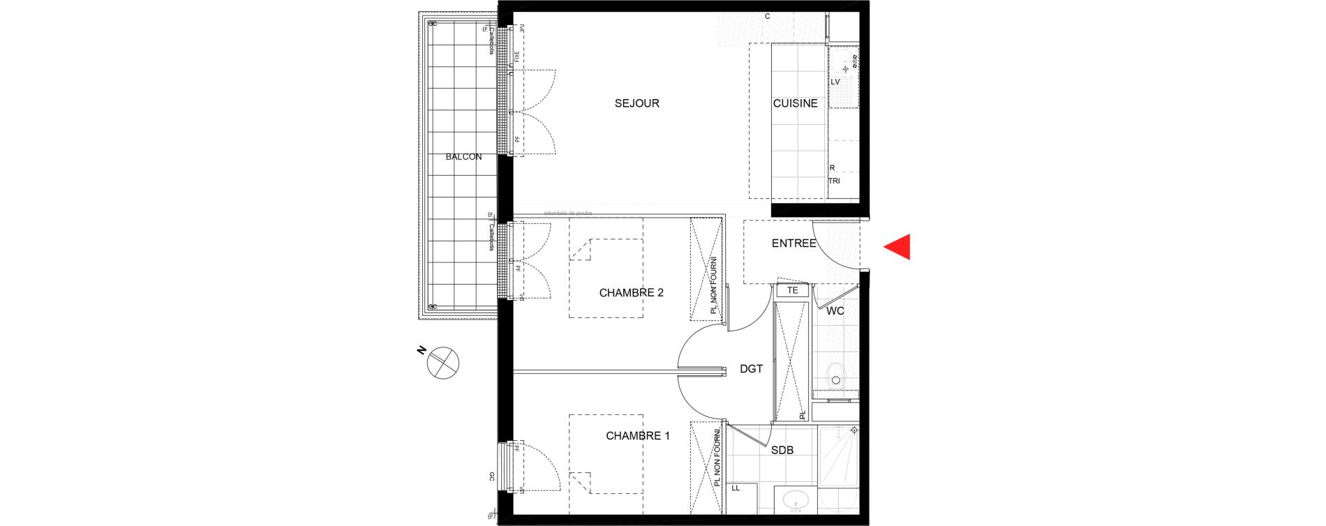 Appartement T3 de 59,91 m2 au Plessis-Tr&eacute;vise Le centre