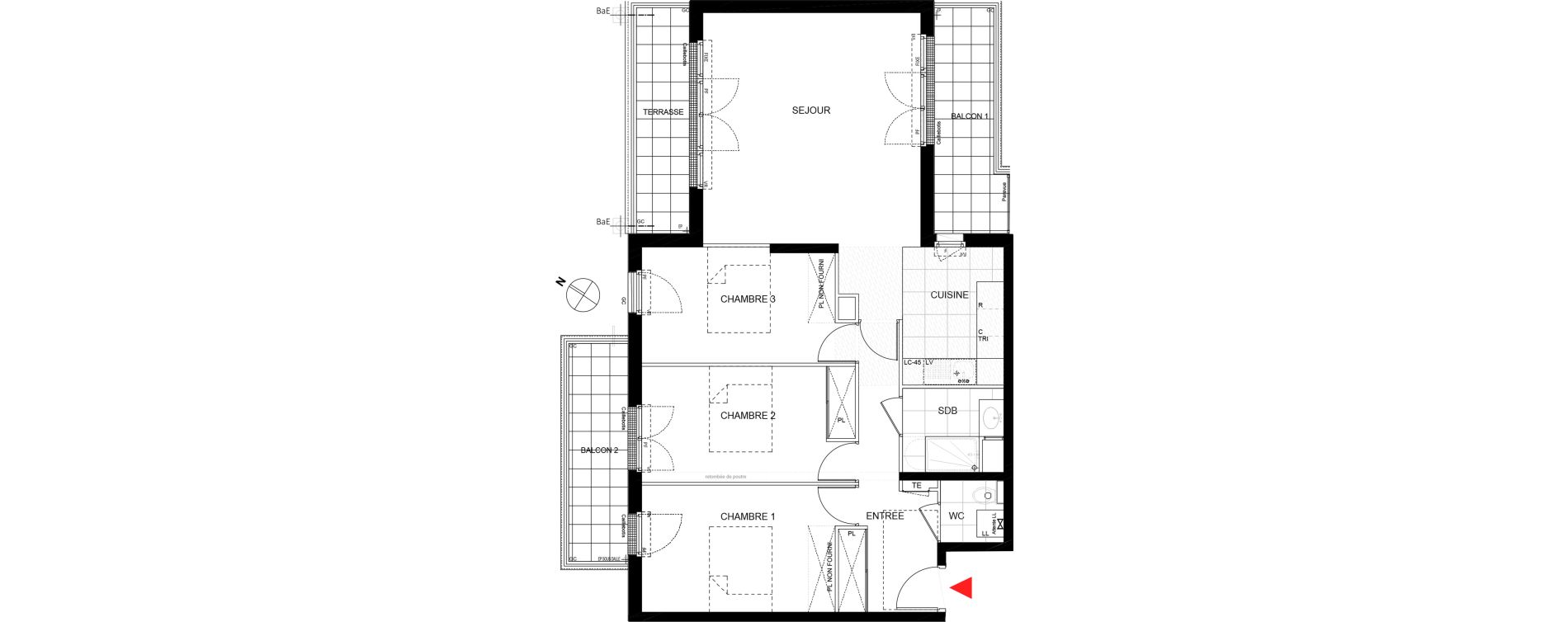 Appartement T4 de 84,60 m2 au Plessis-Tr&eacute;vise Le centre