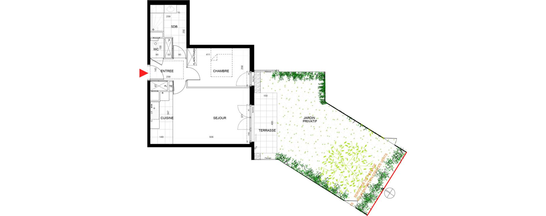 Appartement T2 de 46,63 m2 au Plessis-Tr&eacute;vise Le centre