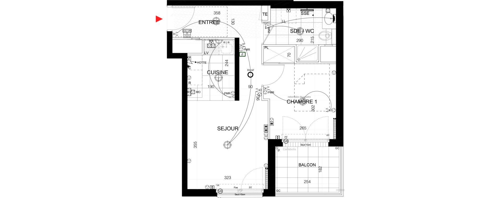Appartement T2 de 36,51 m2 au Plessis-Tr&eacute;vise Le centre