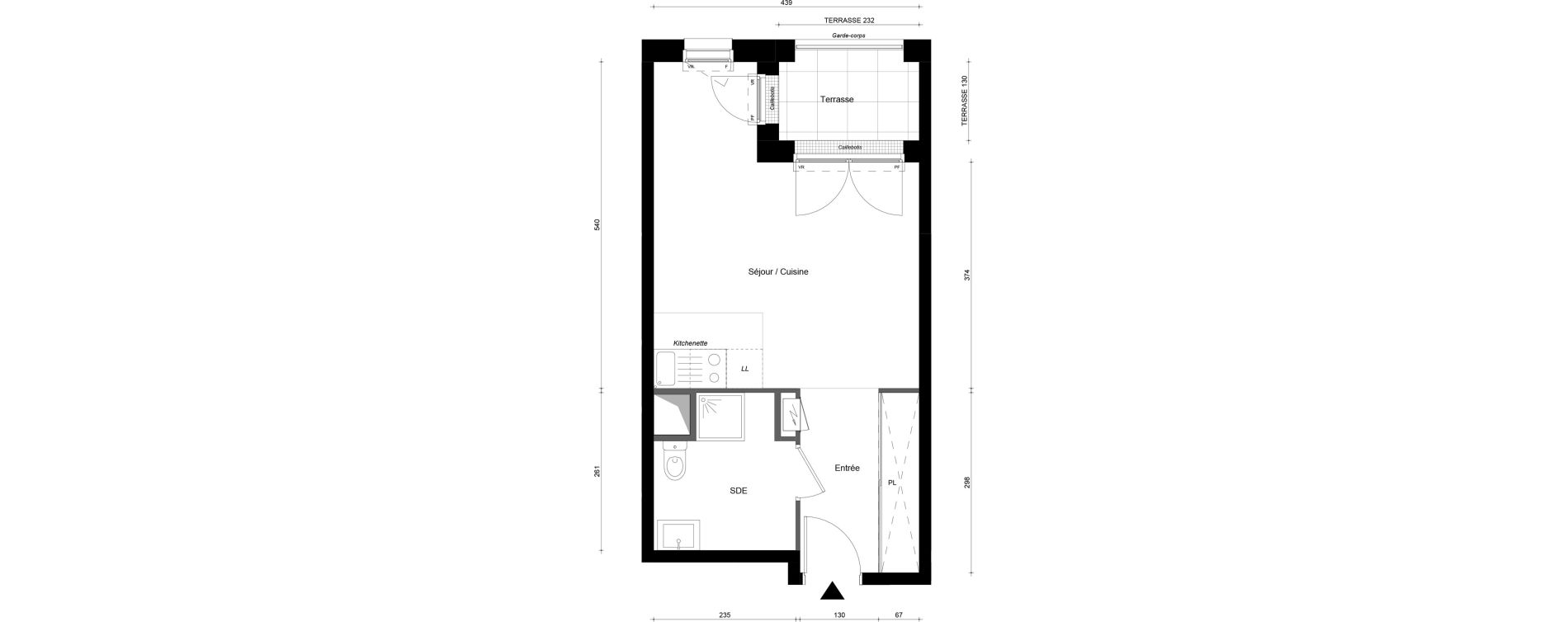 Appartement T1 de 30,90 m2 au Plessis-Tr&eacute;vise Le centre