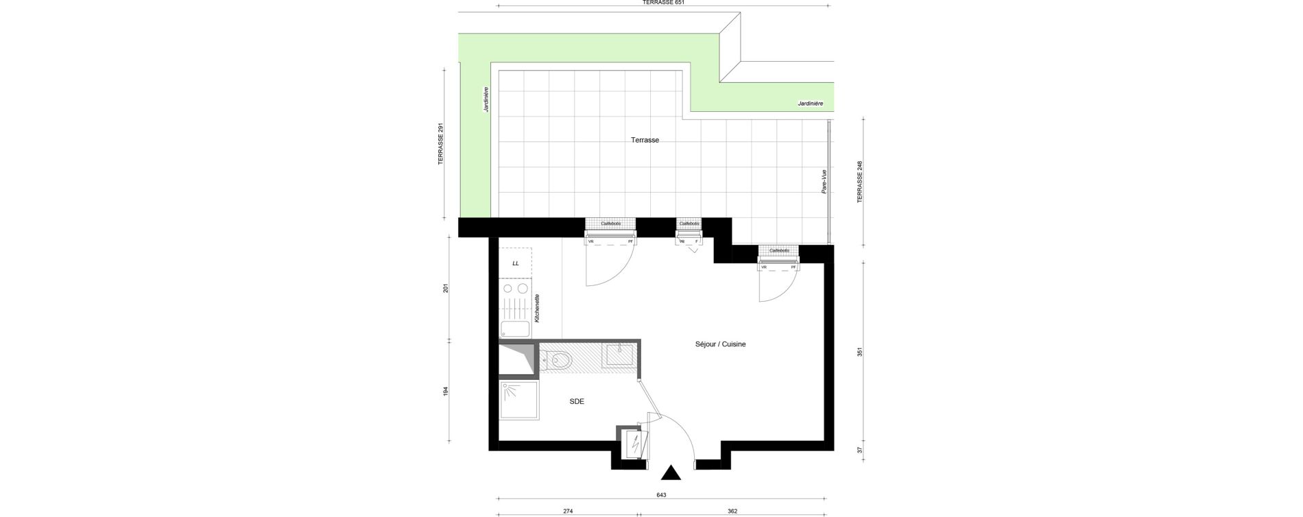 Appartement T1 de 24,60 m2 au Plessis-Tr&eacute;vise Le centre