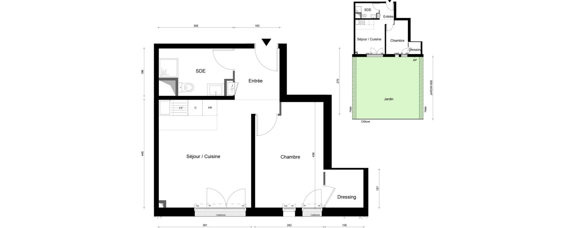 Appartement T2 de 41,30 m2 au Plessis-Tr&eacute;vise Le centre