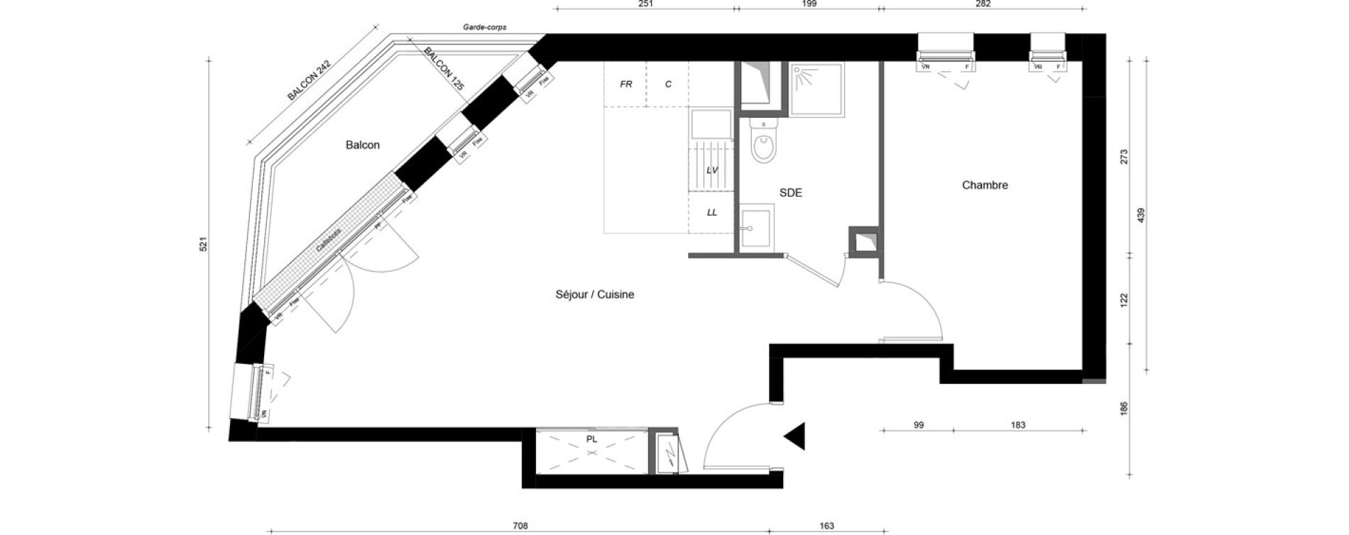 Appartement T2 de 49,30 m2 au Plessis-Tr&eacute;vise Le centre
