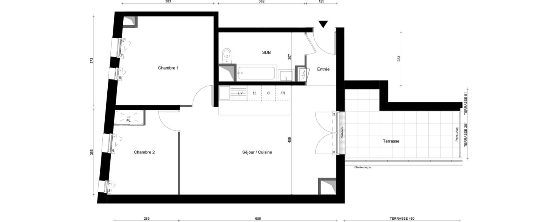 Appartement T3 de 62,70 m2 au Plessis-Tr&eacute;vise Le centre