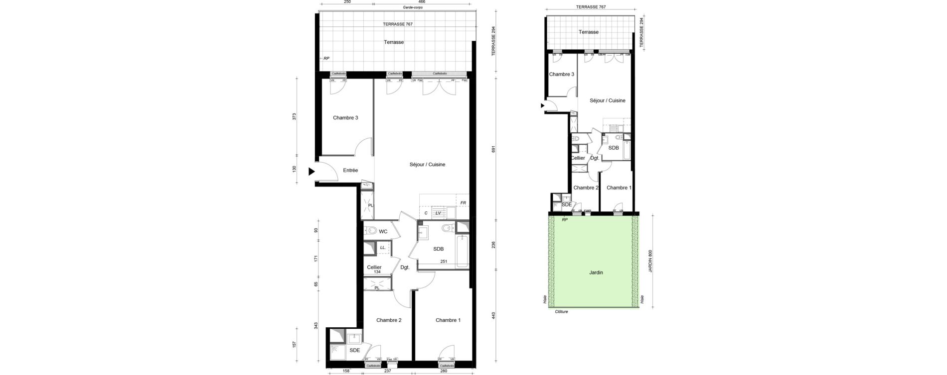 Appartement T4 de 82,60 m2 au Plessis-Tr&eacute;vise Le centre