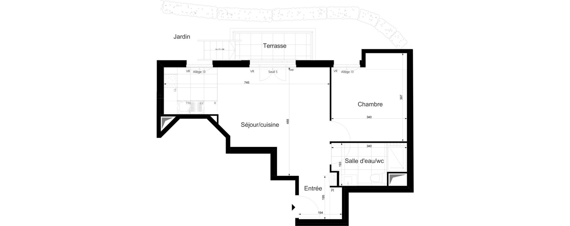 Appartement T2 de 47,38 m2 au Plessis-Tr&eacute;vise Le val roger - parc de la lande