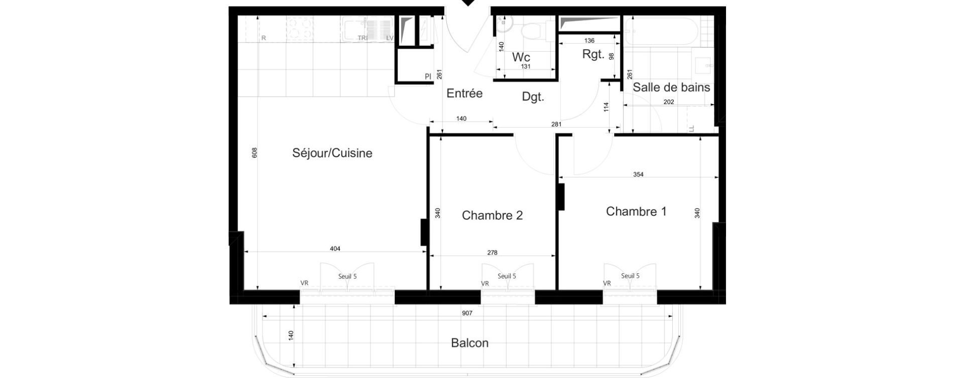 Appartement T3 de 61,18 m2 au Plessis-Tr&eacute;vise Le val roger - parc de la lande