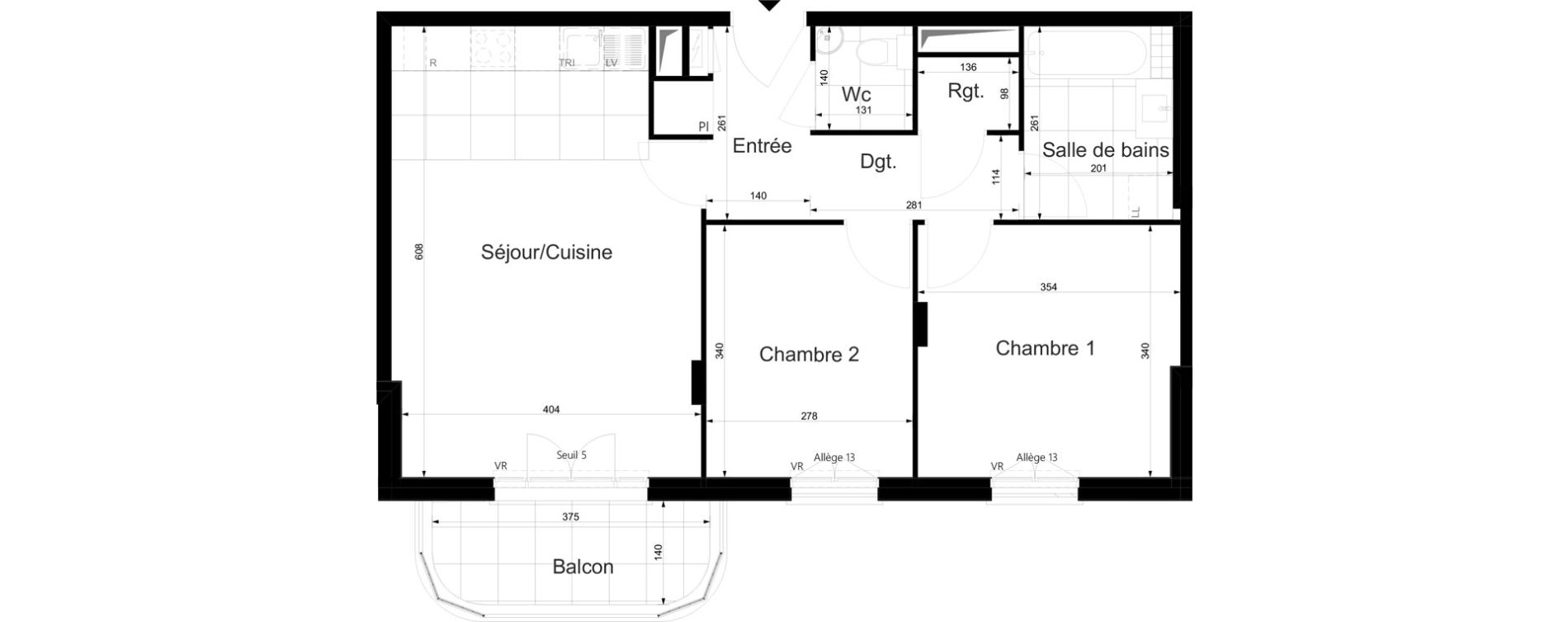 Appartement T3 de 61,18 m2 au Plessis-Tr&eacute;vise Le val roger - parc de la lande