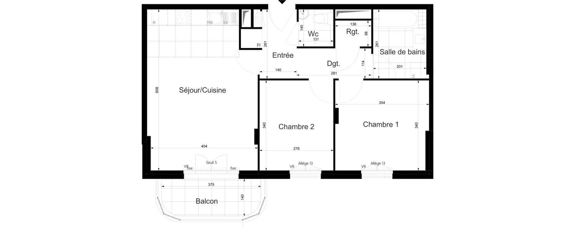 Appartement T3 de 61,18 m2 au Plessis-Tr&eacute;vise Le val roger - parc de la lande