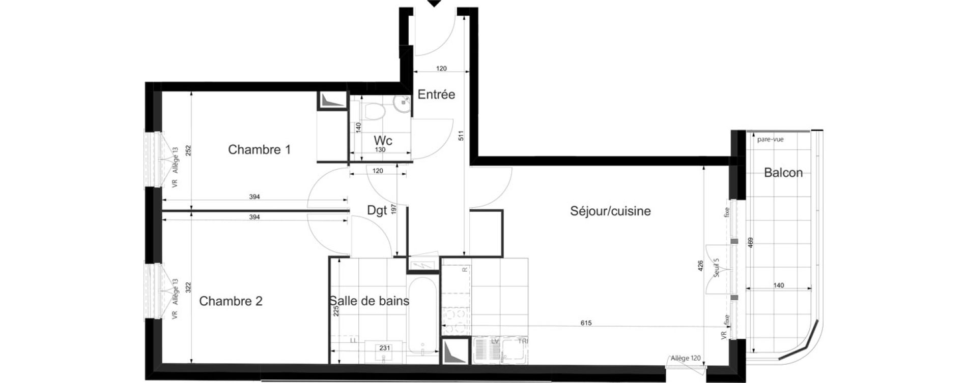 Appartement T3 de 61,33 m2 au Plessis-Tr&eacute;vise Le val roger - parc de la lande