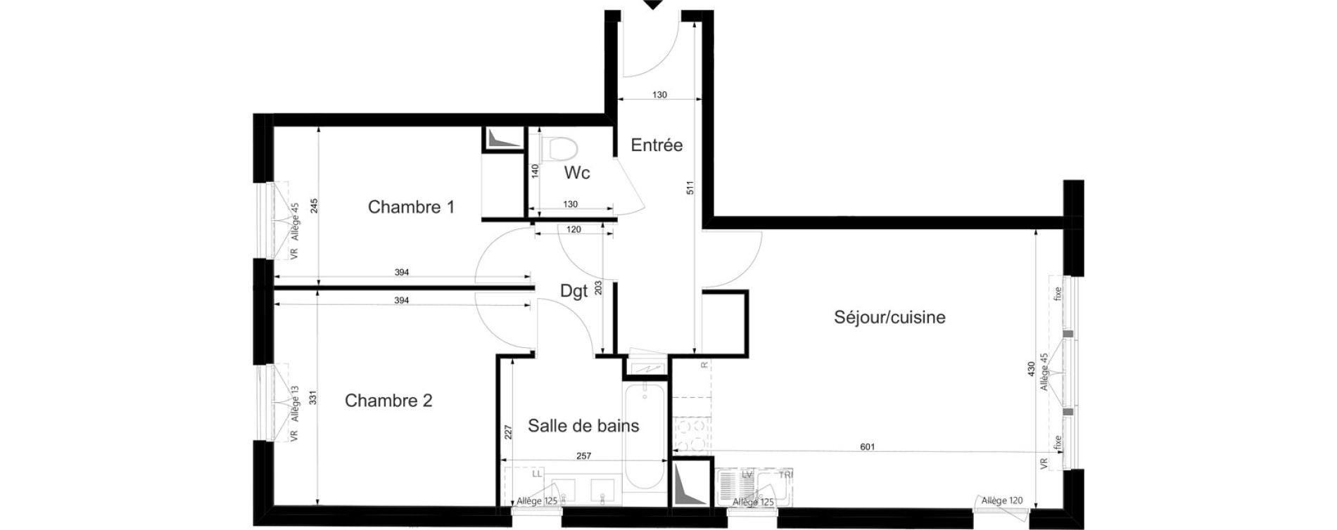 Appartement T3 de 61,83 m2 au Plessis-Tr&eacute;vise Le val roger - parc de la lande