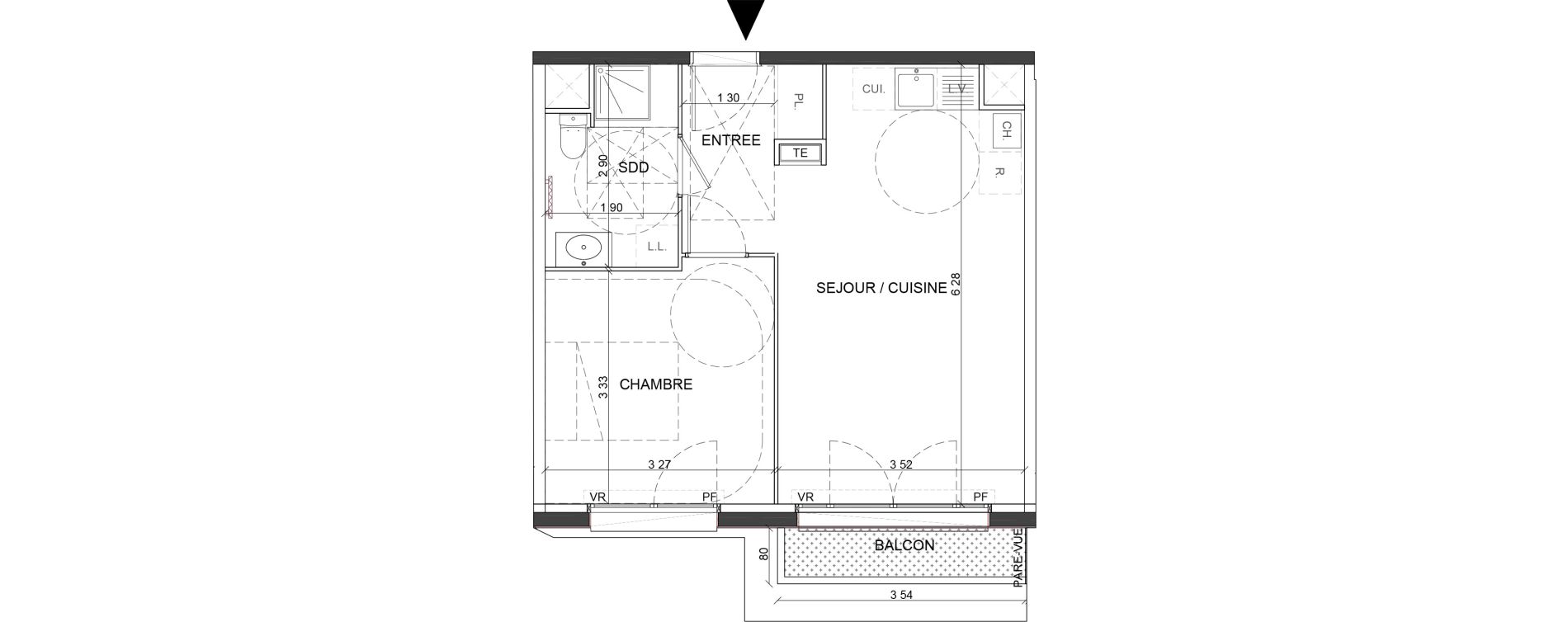 Appartement T2 de 41,21 m2 &agrave; L'Ha&yuml;-Les-Roses Centre